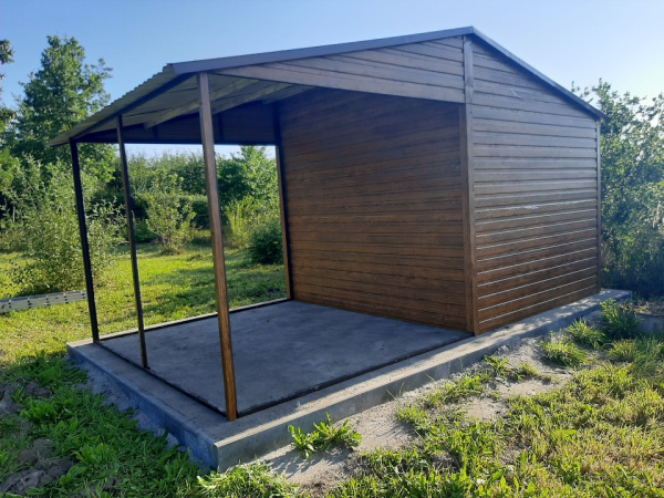 🌿 Záhradný domček s prístreškom | Zlatý dub | 2 × 2,5 m + 2 × 2,5 m 3
