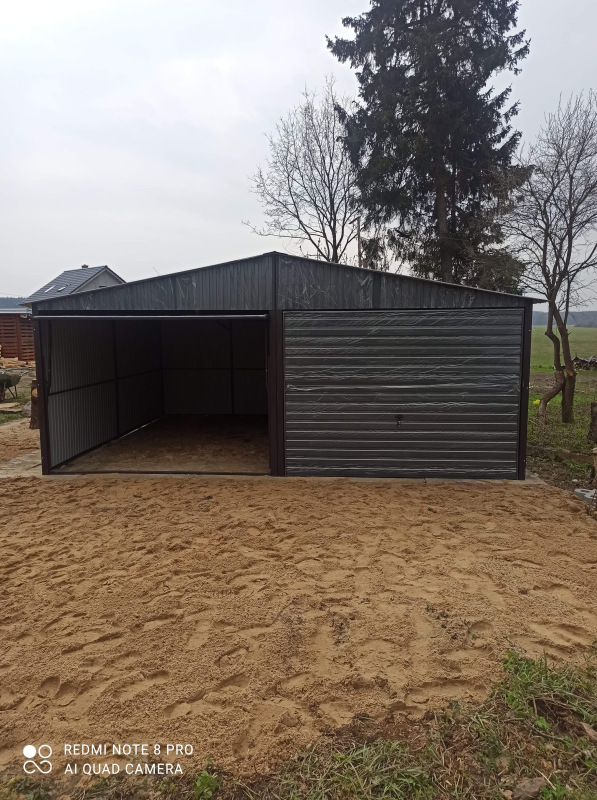 Plechová dvojgaráž 6x6 m grafitová BTX7016 so sedlovou strechou