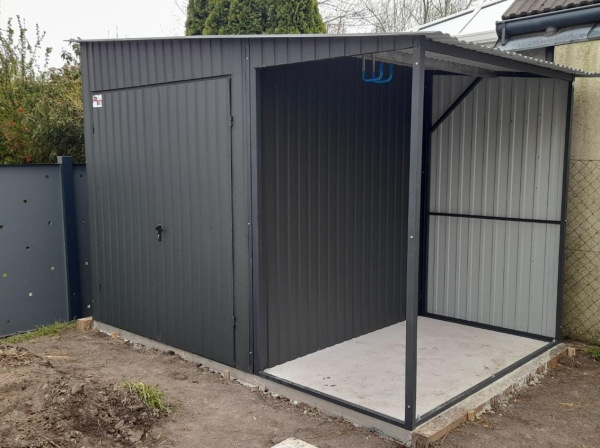 Plechová garáž GRAFIT ELEGANT 2x3 m + prístrešok 1x3 m 1