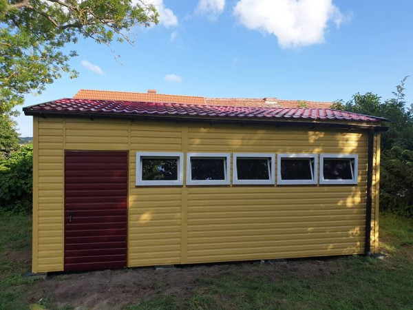Plechová garáž / hala 5×6,5 m s výškou 2,5 m – ideálne riešenie pre techniku, DHZ a sklado 12