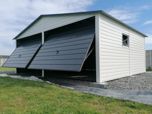 Plechová garáž ELEGANT 6×5 m so sedlovou strechou a moderným dizajnom 3
