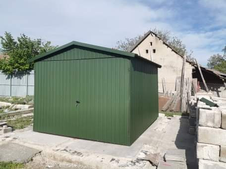 Plechová garáž 3×5 m – sedlová strecha | ZELENÁ RAL 6005 2