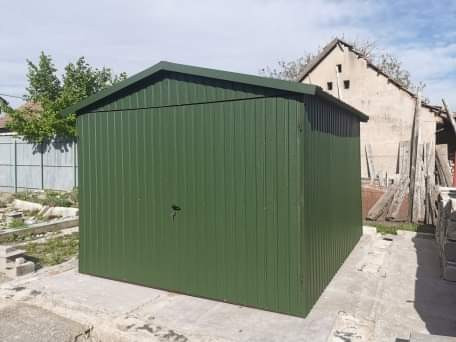 Plechová garáž 3×5 m – sedlová strecha | ZELENÁ RAL 6005 1