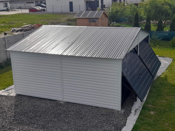 Plechová garáž ELEGANT 6×5 m so sedlovou strechou a moderným dizajnom 2