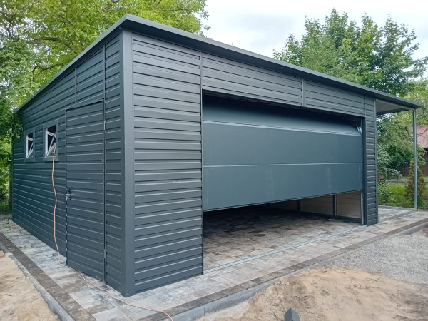 Plechová garáž 5,8 × 6 m + bočný prístrešok 2,5 m | SPG_0004 5