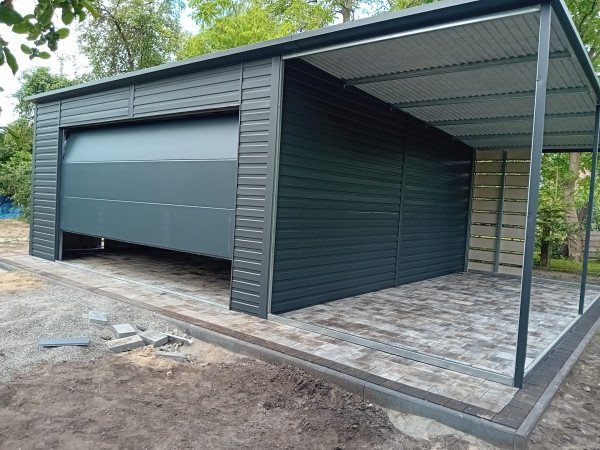 Plechová garáž 5,8 × 6 m + bočný prístrešok 2,5 m | SPG_0004 9